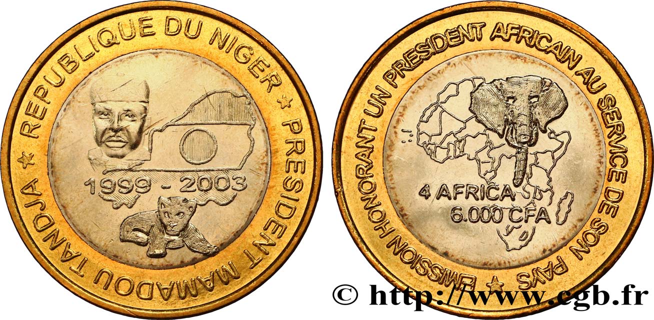 NIGER 6000 Francs Président Mamadou Tandja 2003  AU 