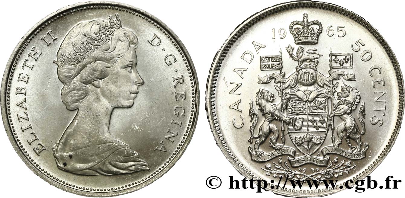 CANADA 50 Cents Elisabeth II 1965  MS 