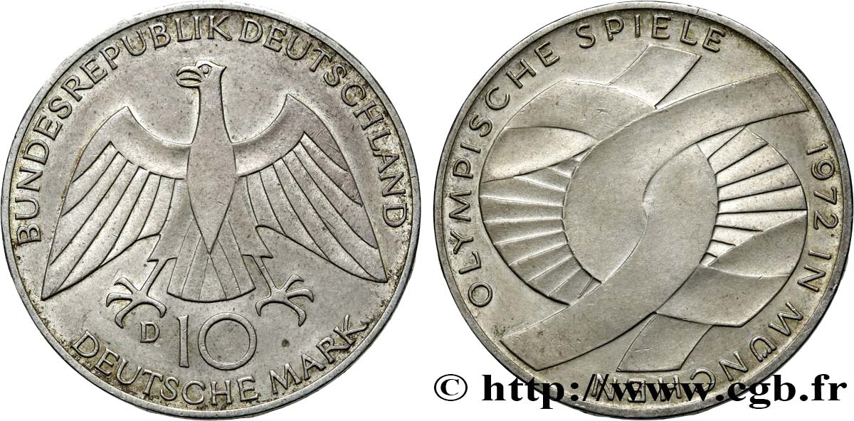 DEUTSCHLAND 10 Mark / XXe J.O. Munich - L’idéal olympique 1972 Munich VZ 