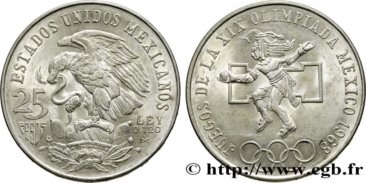 MÉXICO 25 Pesos Jeux Olympiques de Mexico 1968 Mexico EBC 