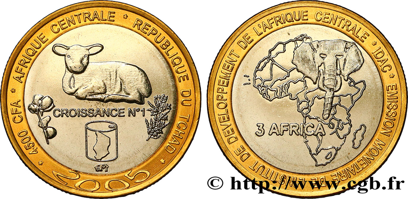 CHAD 4500 Francs CFA agneau 2005  FDC 