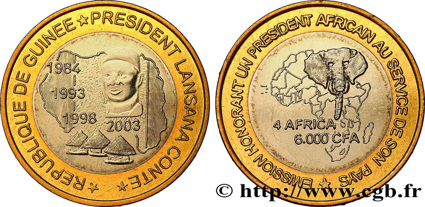 GUINEA 6000 Francs Président Lansana Conté 2003  fST 