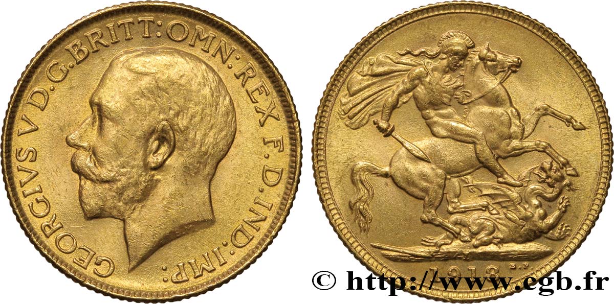 INDIA
 1 Souverain (Sovereign) Georges V 1918 Bombay EBC 