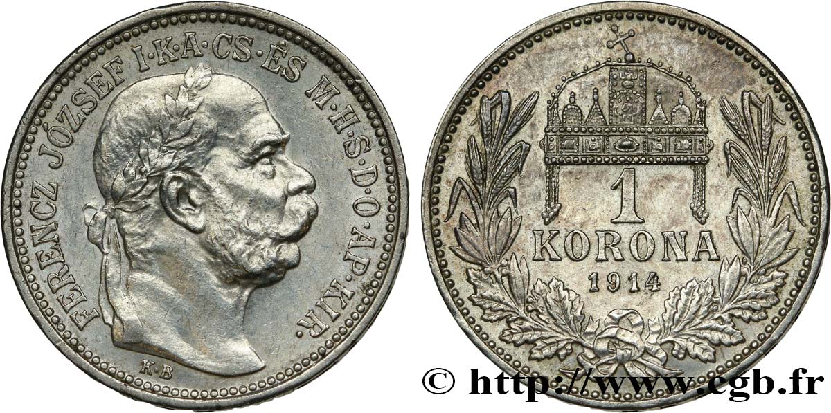 HUNGRíA 1 Korona François-Joseph 1914 Kremnitz EBC 
