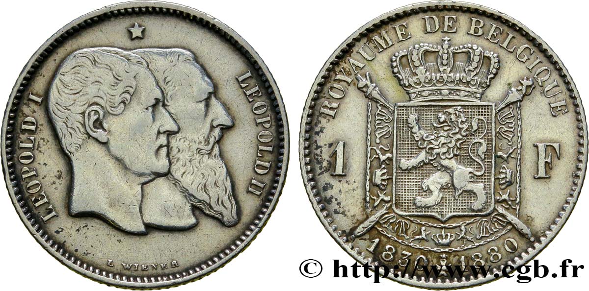 BELGIO 1 Franc 50e anniversaire de l’indépendance 1880  BB 