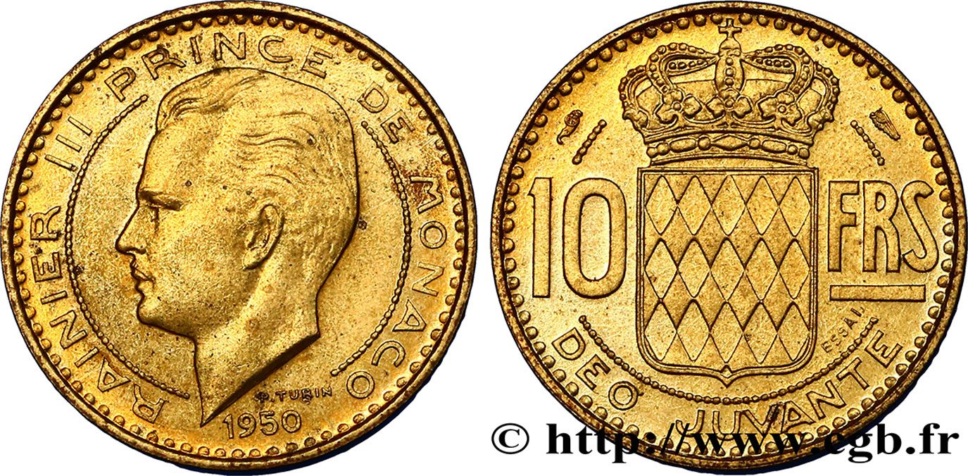 MONACO Essai de 10 Francs prince Rainier III 1950 Paris MS 