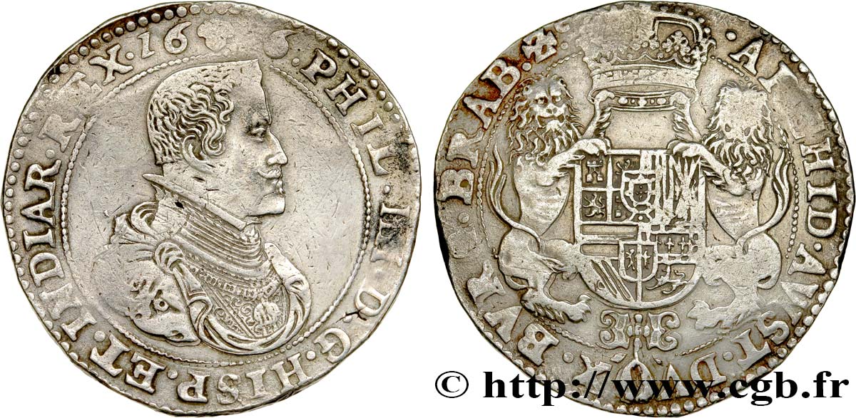 BELGIUM - SPANISH NETHERLANDS Ducaton Philippe IV d’Espagne 16[...]6 Bruxelles XF 