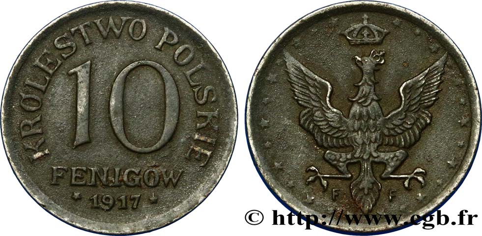POLONIA 10 Fenigow Pologne sous administration allemande 1917  EBC 