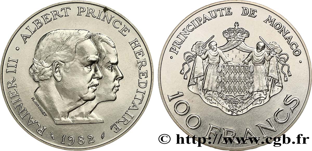 MONACO 100 Francs Rainier III et Albert 1982 Paris MS 