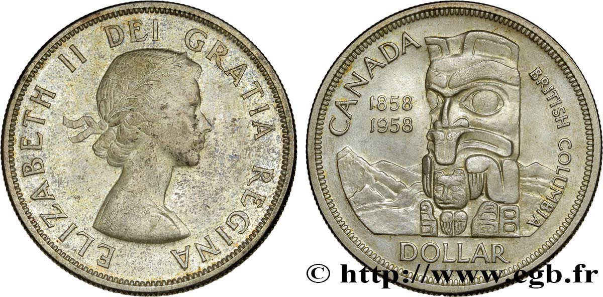 CANADA 1 Dollar Elisabeth II / Colombie Britannique 1958  AU 