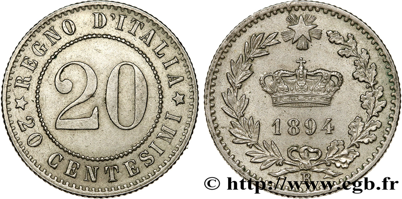 ITALY 20 Centesimi 1894 Rome MS 