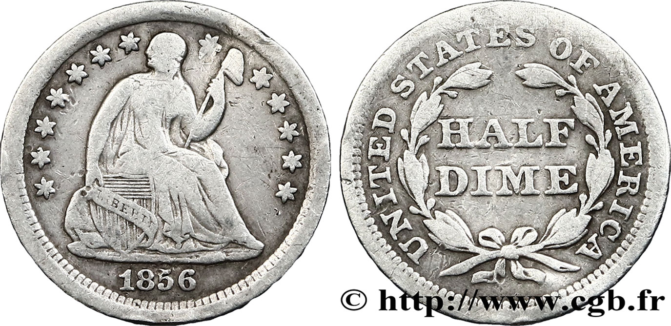 UNITED STATES OF AMERICA 1/2 Dime Liberté assise 1856 Philadelphie VF 