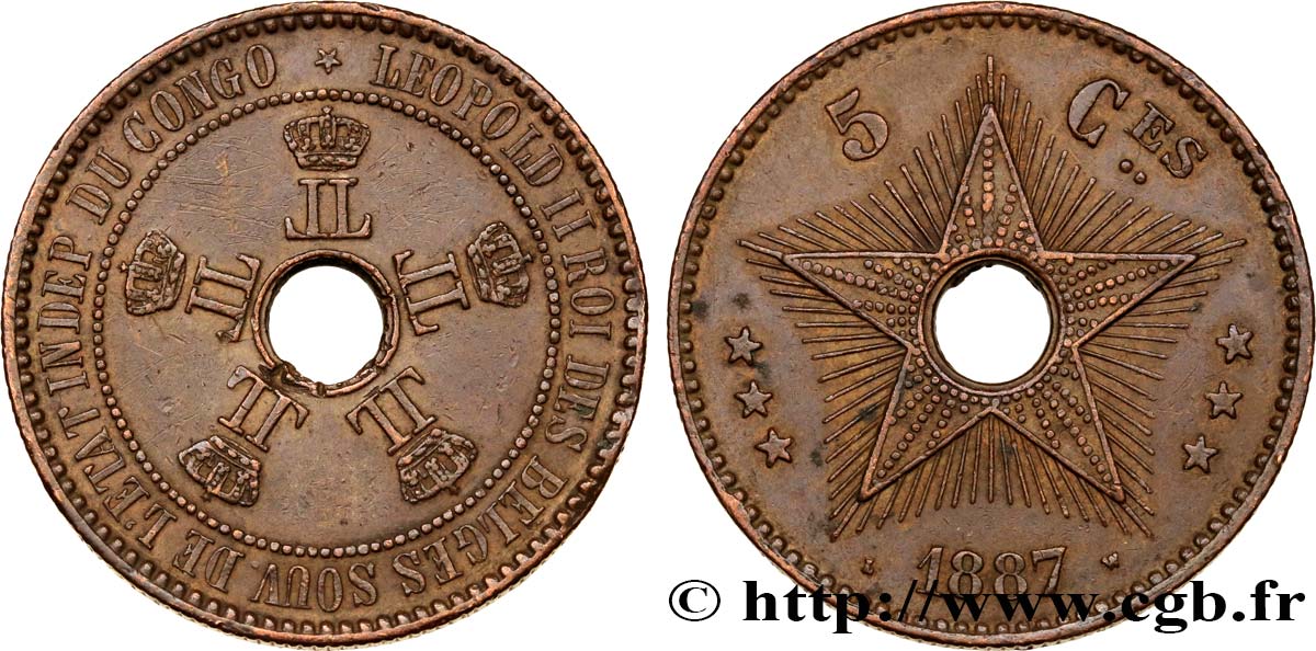 KONGO-FREISTAAT 5 Centimes 1887  VZ 
