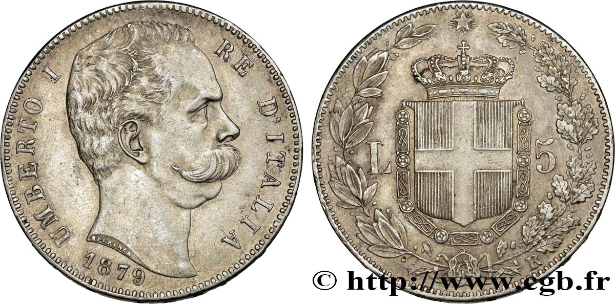 ITALIA 5 Lire Humbert Ier 1879 Rome q.SPL 