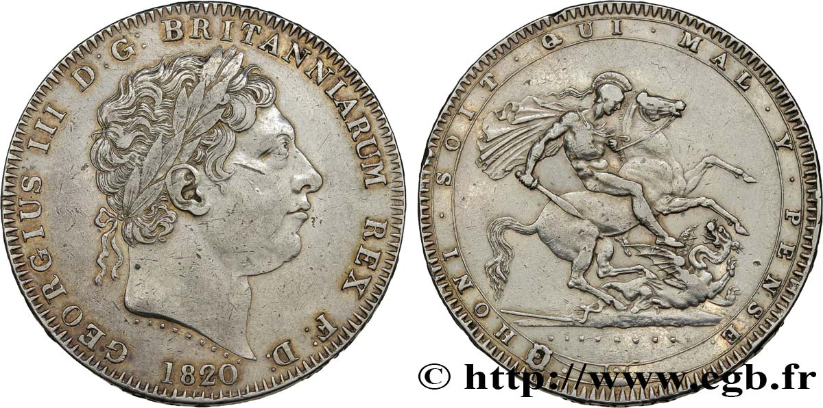 UNITED KINGDOM 1 Crown Georges III 1820  XF 