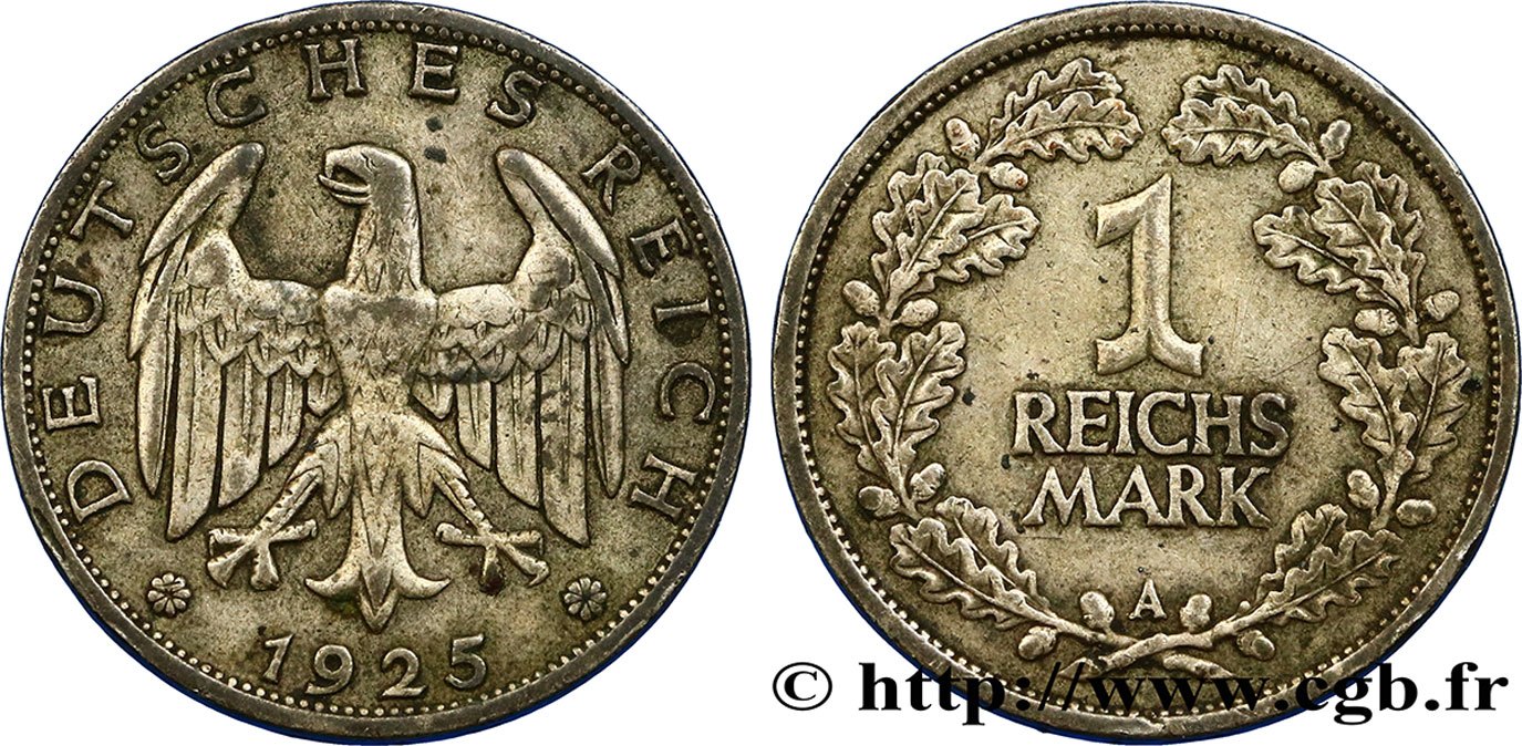 ALEMANIA 1 Reichsmark aigle 1925 Berlin MBC 