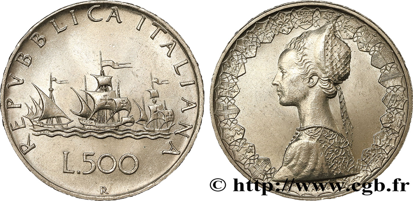 ITALY 500 Lire “caravelles” 1960 Rome MS 