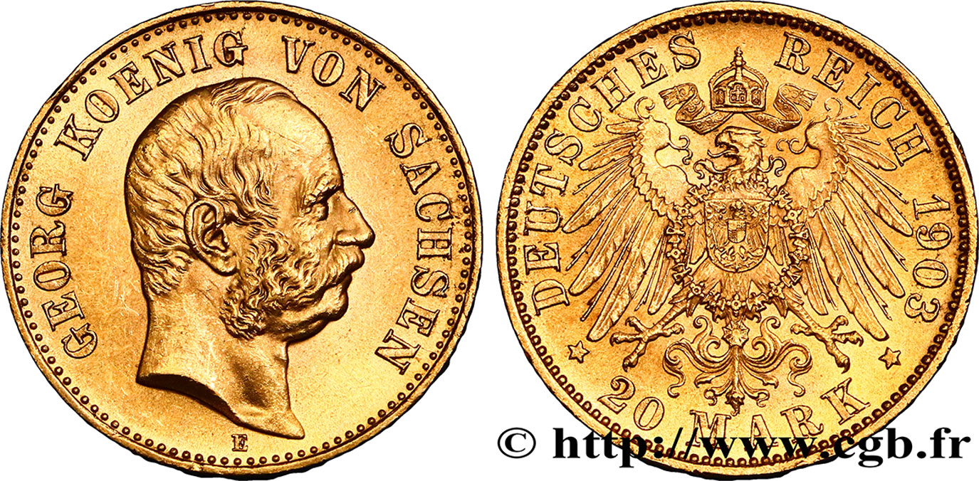 GERMANY - SAXONY 20 Marks Georges 1903 Muldenhütten MS 