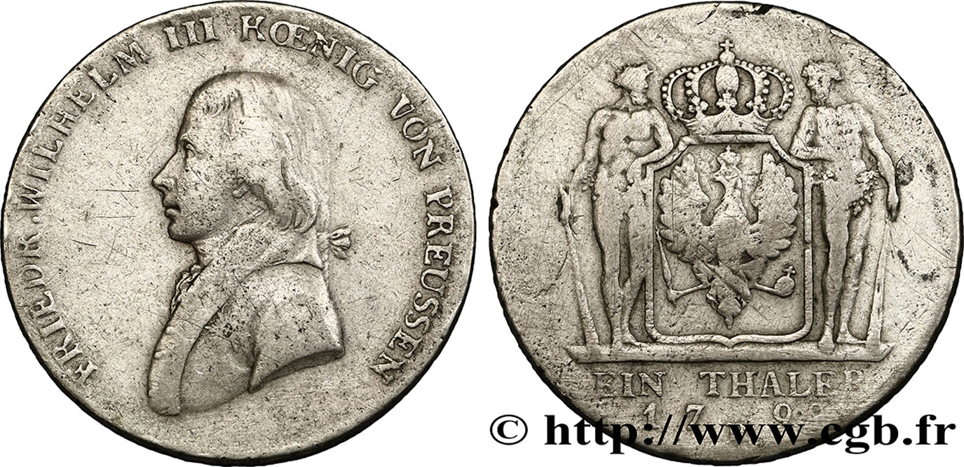 ALEMANIA - PRUSIA 1 Thaler Frédéric-Guillaume III 1799 Breslau BC+ 