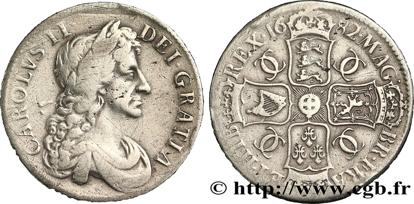 REINO UNIDO 1 Crown Charles II  1682  BC 