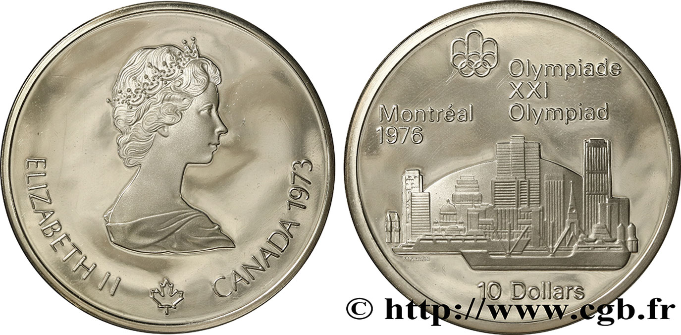 KANADA 10 Dollars JO Montréal 1976 “skyline” de Montréal 1973  fST 