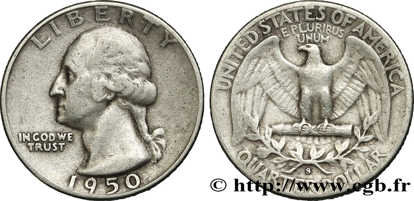 VEREINIGTE STAATEN VON AMERIKA 1/4 Dollar Georges Washington 1950 San Francisco - S S 