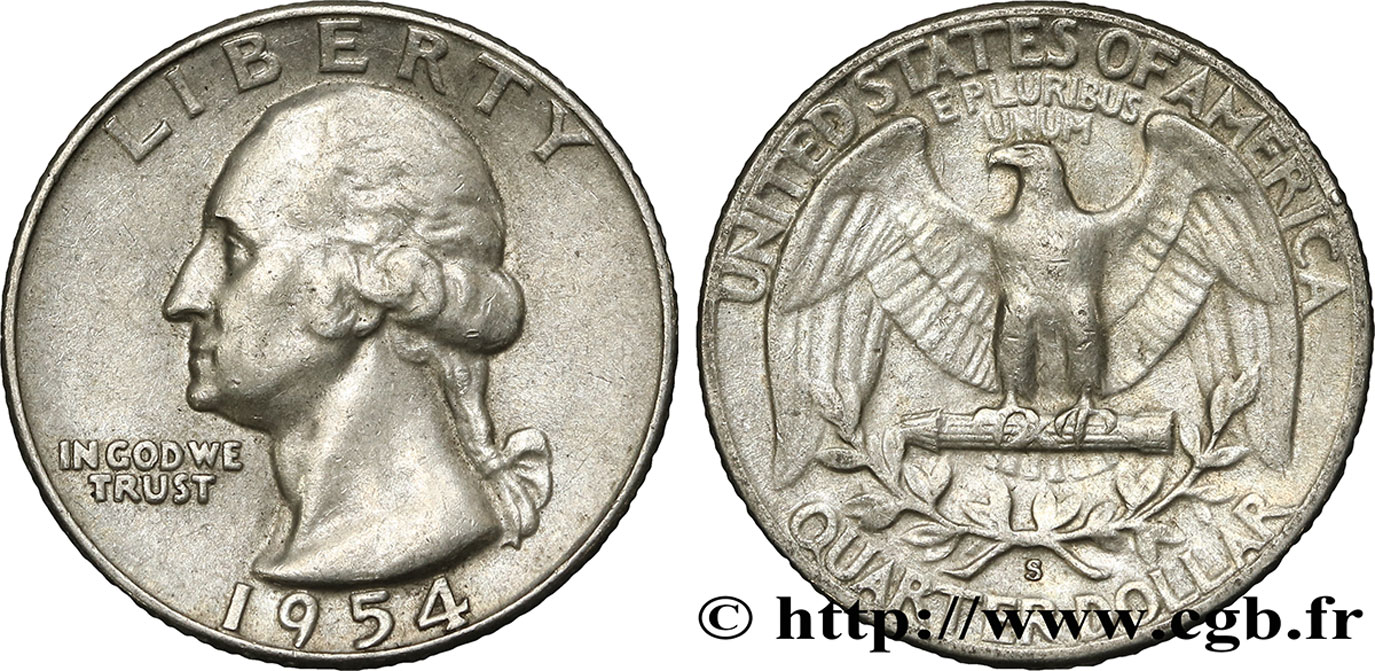UNITED STATES OF AMERICA 1/4 Dollar Georges Washington 1954 San Francisco - S XF 