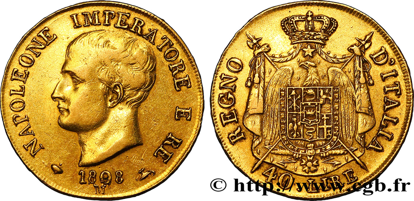 ITALIEN - Königreich Italien - NAPOLÉON I. 40 Lire 1er type 1808 Milan SS 