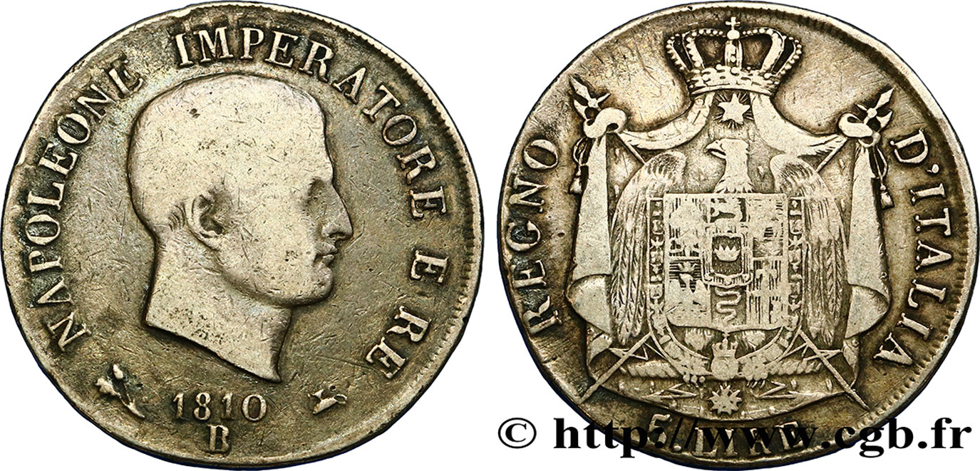 ITALIEN - Königreich Italien - NAPOLÉON I. 5 lire 1810 Bologne S 