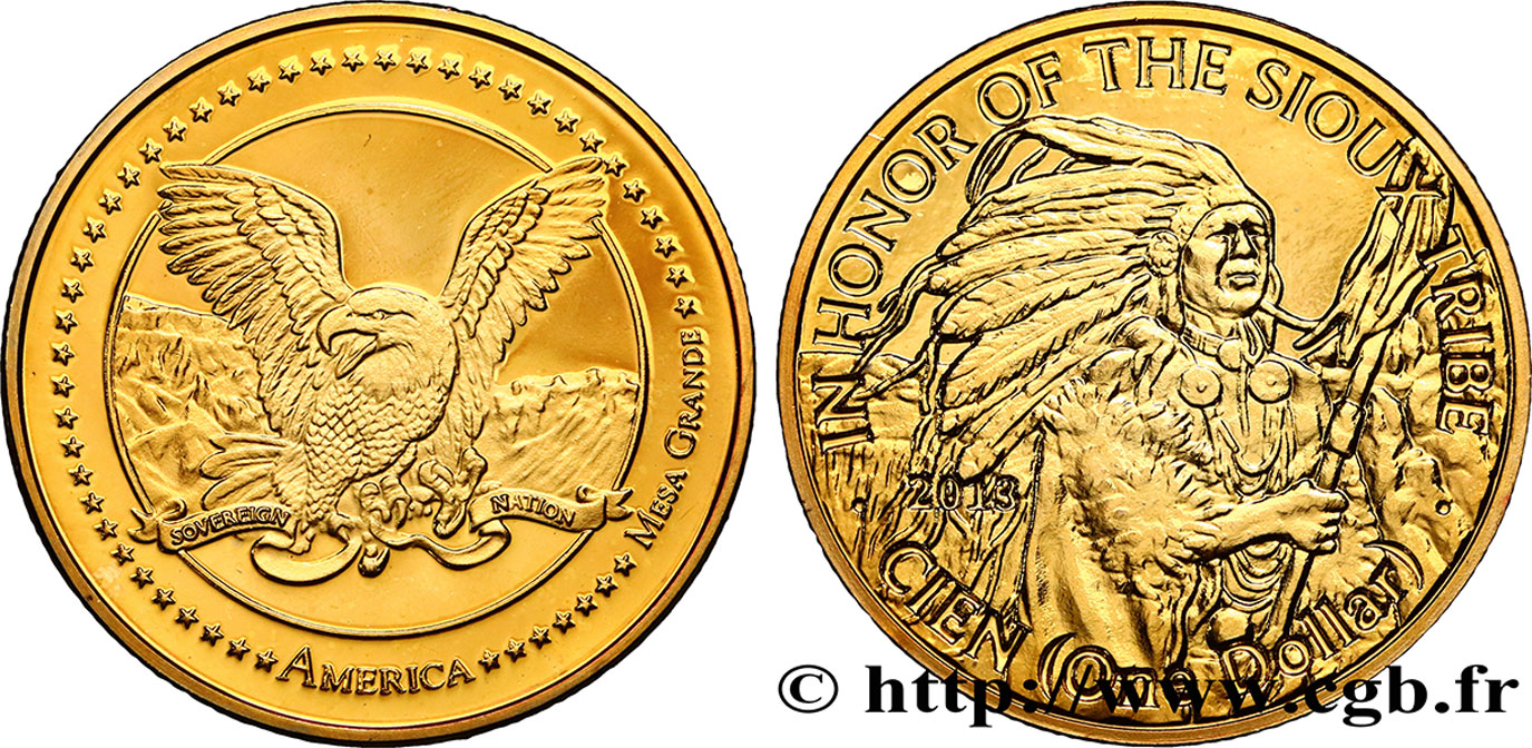 UNITED STATES OF AMERICA - Native Tribes 1 Dollar Proof Mesa Grande : tribu Sioux 2013  MS 