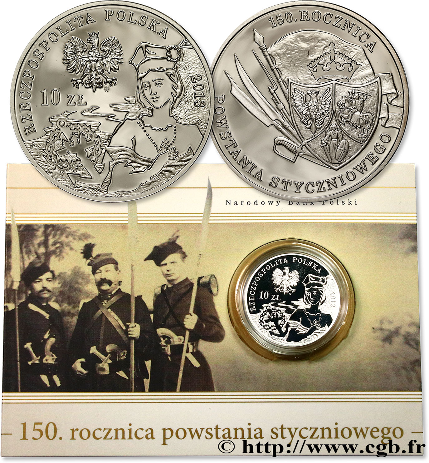 POLONIA 10 Zlotych 150e anniversaire du soulèvement de 1863 2013 Varsovie FDC 