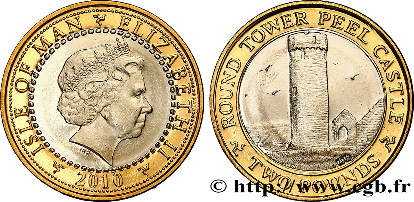 ISOLA DI MAN 2 Pounds (2 Livres) Elisabeth II / tour ronde du Château de Peel 2007  MS 
