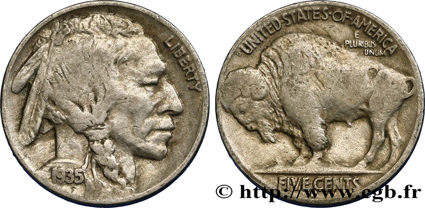 VEREINIGTE STAATEN VON AMERIKA 5 Cents Tête d’indien ou Buffalo 1935 Denver SS 