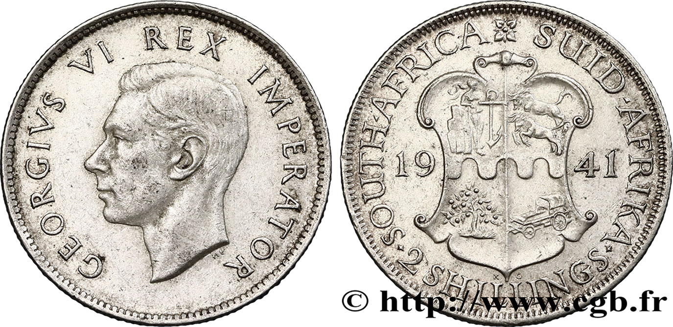 SOUTH AFRICA 2 Shillings Georges VI 1941 Pretoria AU 