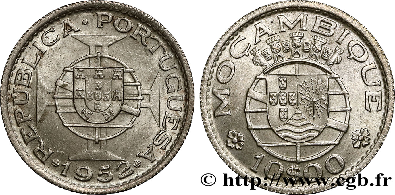 MOZAMBIQUE 10 Escudos colonie portugaise du Mozambique 1952  EBC 