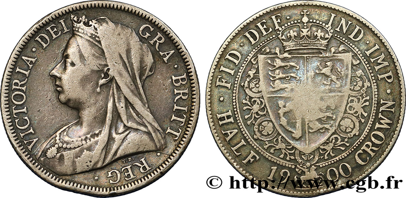 UNITED KINGDOM 1/2 Crown Victoria “Old Head” 1900  VF 