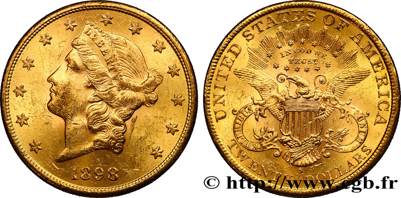 UNITED STATES OF AMERICA 20 Dollars  Liberty  1898 San Francisco AU 