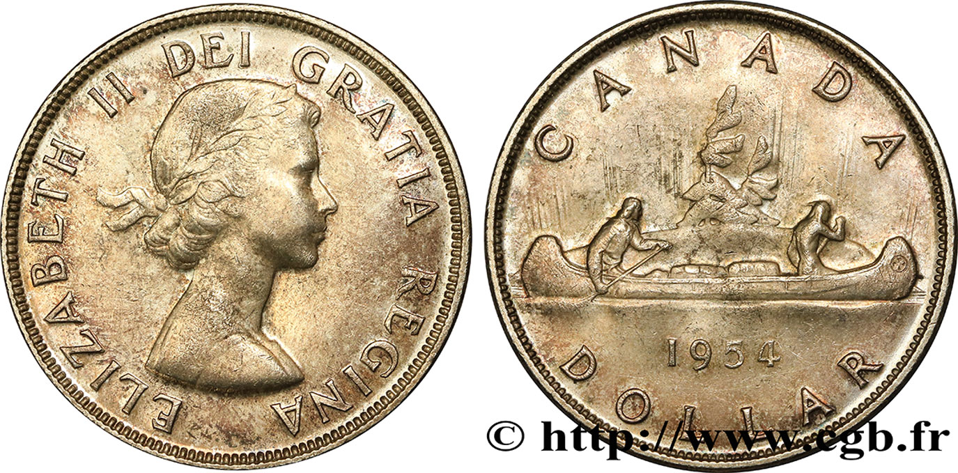 KANADA 1 Dollar Elisabeth II Canoe 1954  VZ 