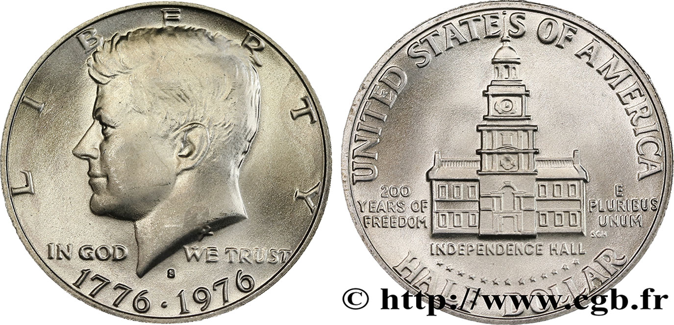 VEREINIGTE STAATEN VON AMERIKA 1/2 Dollar Kennedy / Independence Hall bicentennaire 1976 San Francisco - S ST 