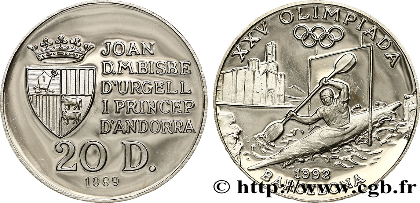 ANDORRA 20 Diners Proof Jeux Olympiques de Barcelone 1992 - Kayak 1989  MS 