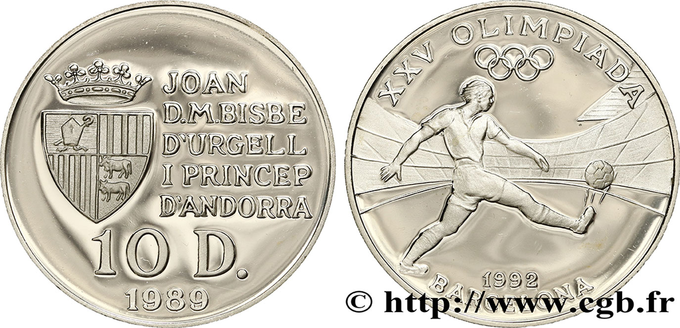 ANDORRA 10 Diners Proof  Jeux Olympiques de Barcelone 1992 / football 1989  fST 
