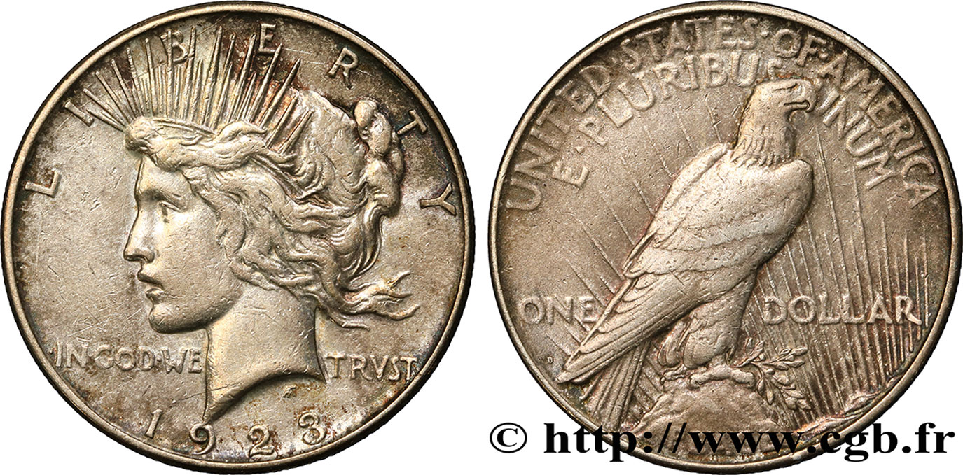 ÉTATS-UNIS D AMÉRIQUE 1 Dollar type Peace 1923 Denver TTB 