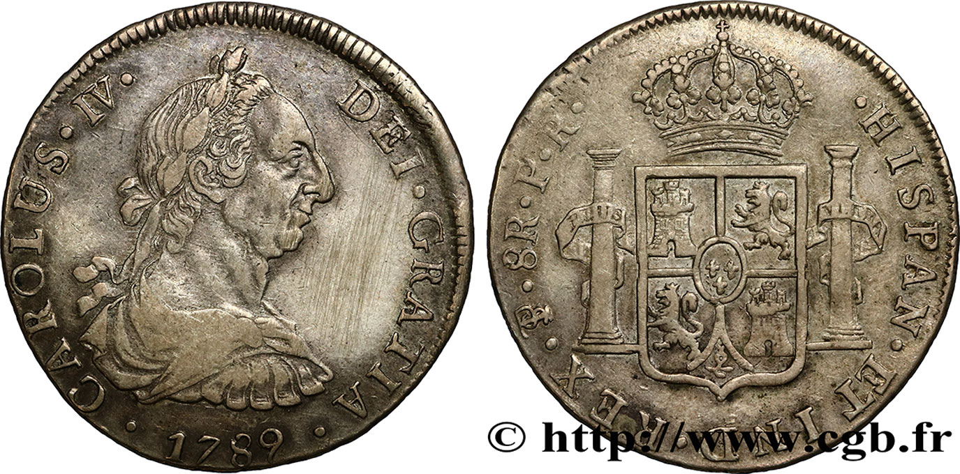 BOLIVIA 8 Reales Charles IV d’Espagne 1789 Potosi MBC 