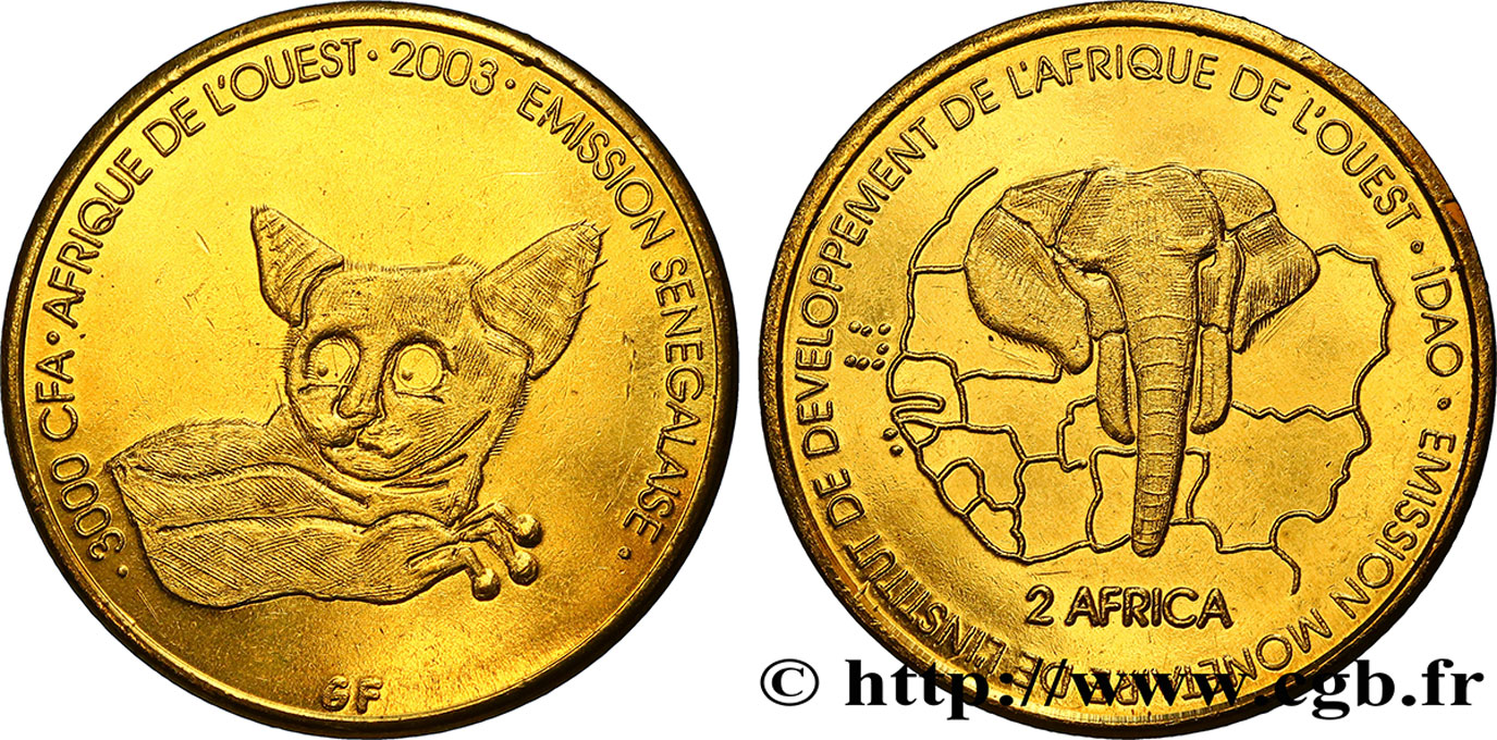 SENEGAL 3000 Francs CFA fennec 2003  SC 