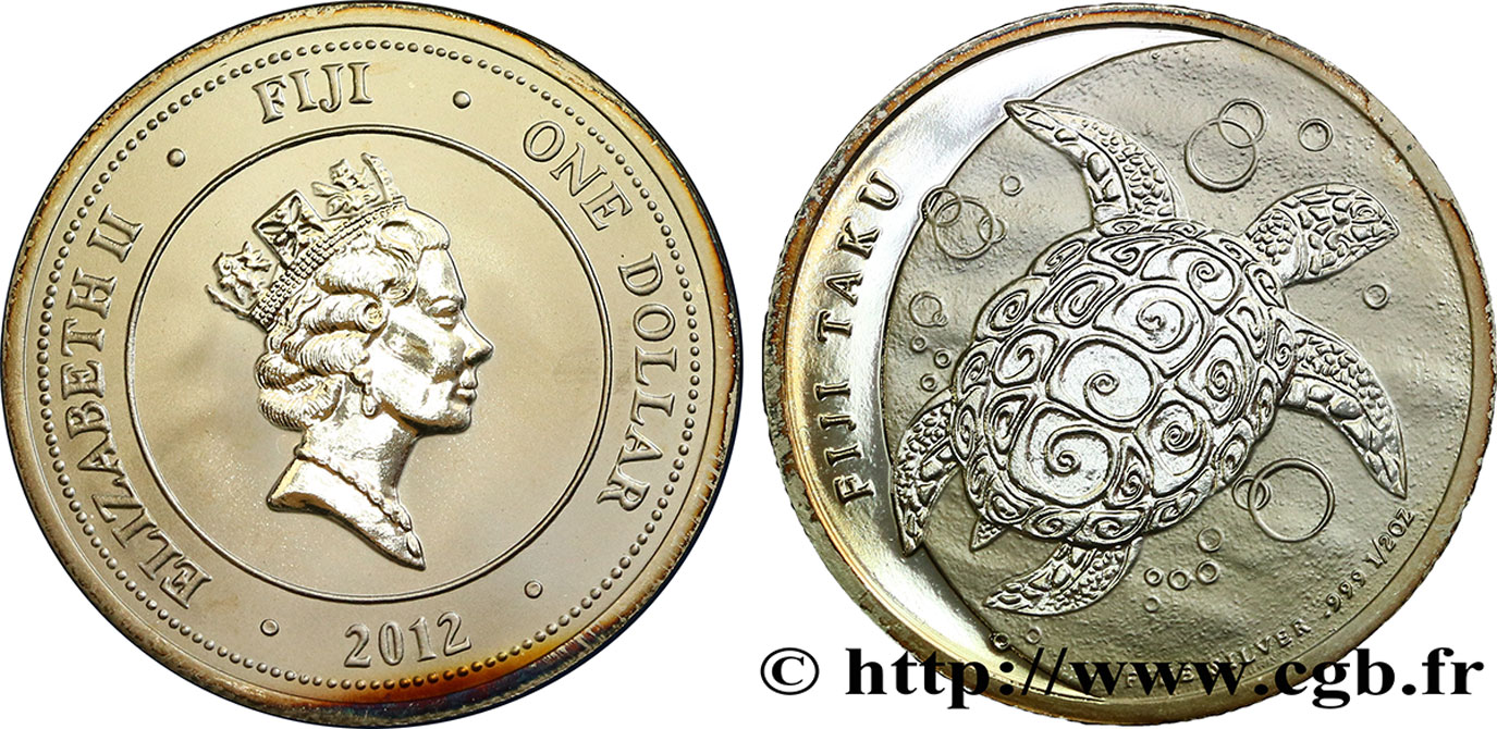 FIDSCHIINSELN 1 Dollar BE (proof)  Elisabeth II / Tortue 2012  fST 