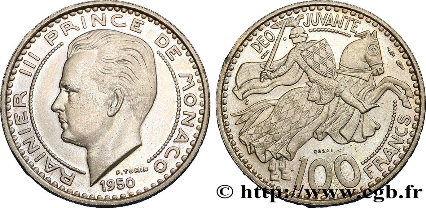 MONACO Essai de 100 Francs prince Rainier III 1950 Paris MS 