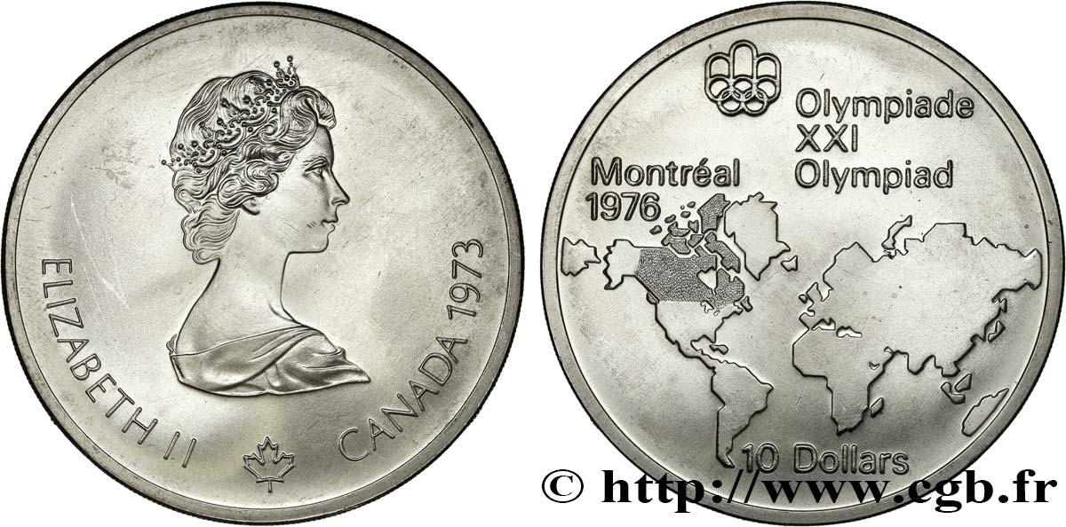 CANADA 10 Dollars JO Montréal 1976 carte du Monde 1973  MS 