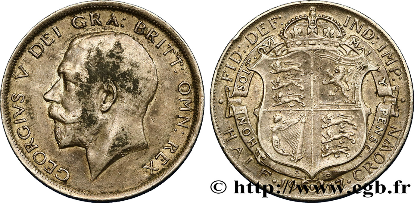 REGNO UNITO 1/2 Crown Georges V 1917 Londres BB 