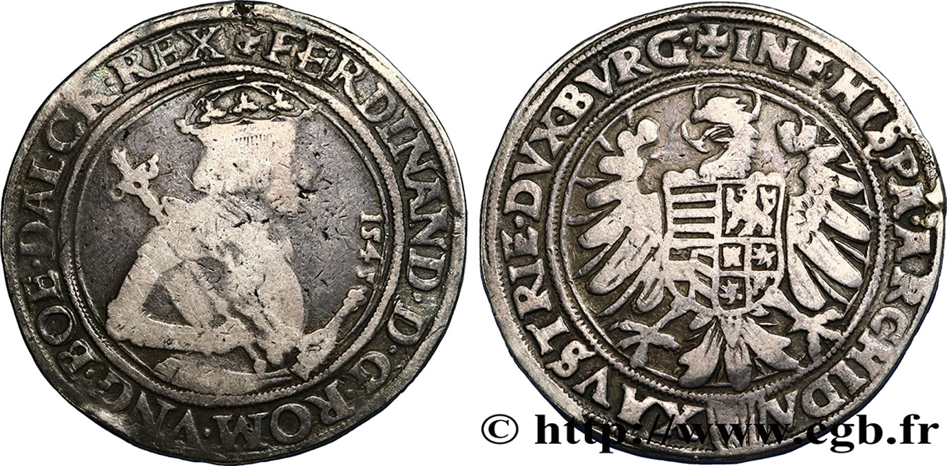 AUSTRIA - FERDINAND I Thaler 1545 Linz VF 