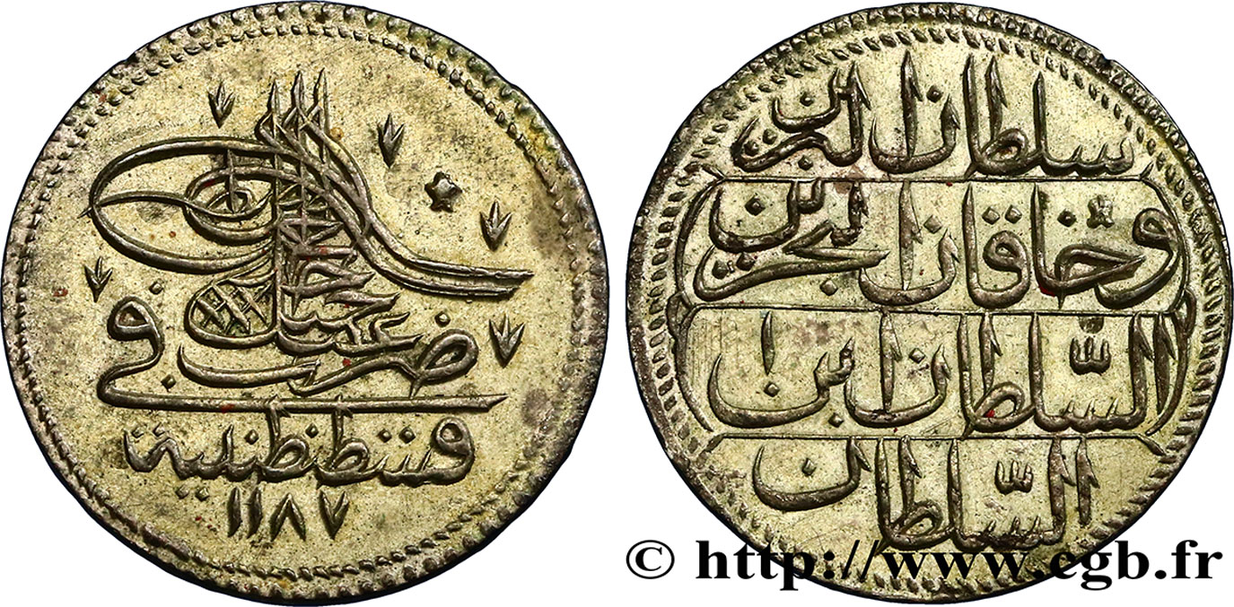 TURCHIA 10 Para frappe au nom de Abdul Hamid I AH1187 an 1 1774 Constantinople SPL 